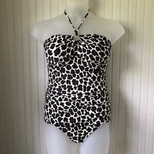 MICHAEL KORS Retail $136 Ruby Animal Print Ring Tankini Bikini 2 Piece Size M